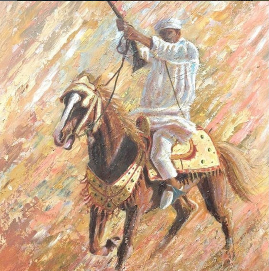 Cavalier à la fantasia — peinture de Karim Akh el Arab