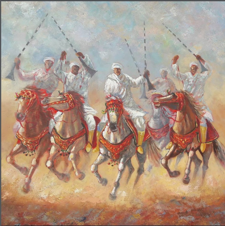 Fantasia au galop — peinture de Karim Akh el Arab