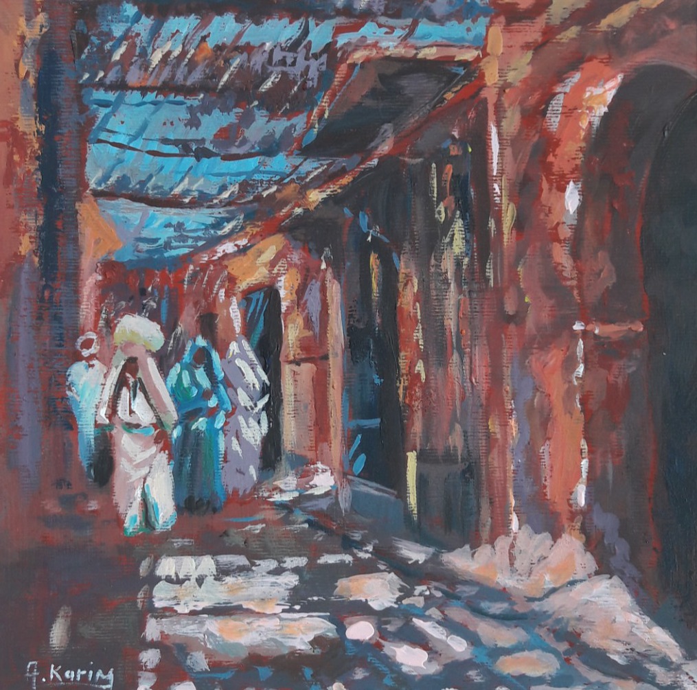 Ruelle au soleil — peinture de Karim Akh el Arab