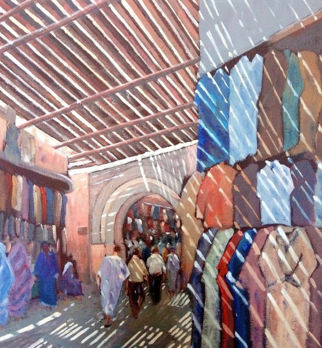 Le souk couvert — peinture de Karim Akh el Arab