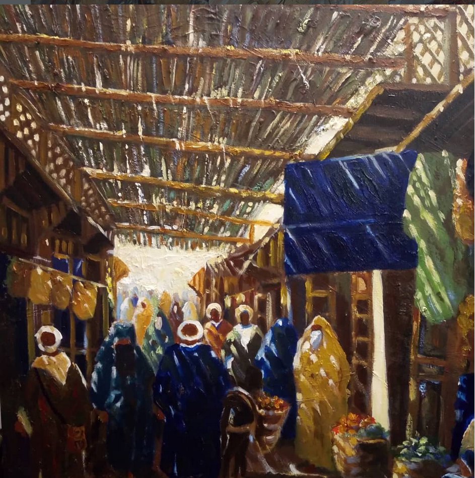 Souk à Taroudant — peinture de Karim Akh el Arab