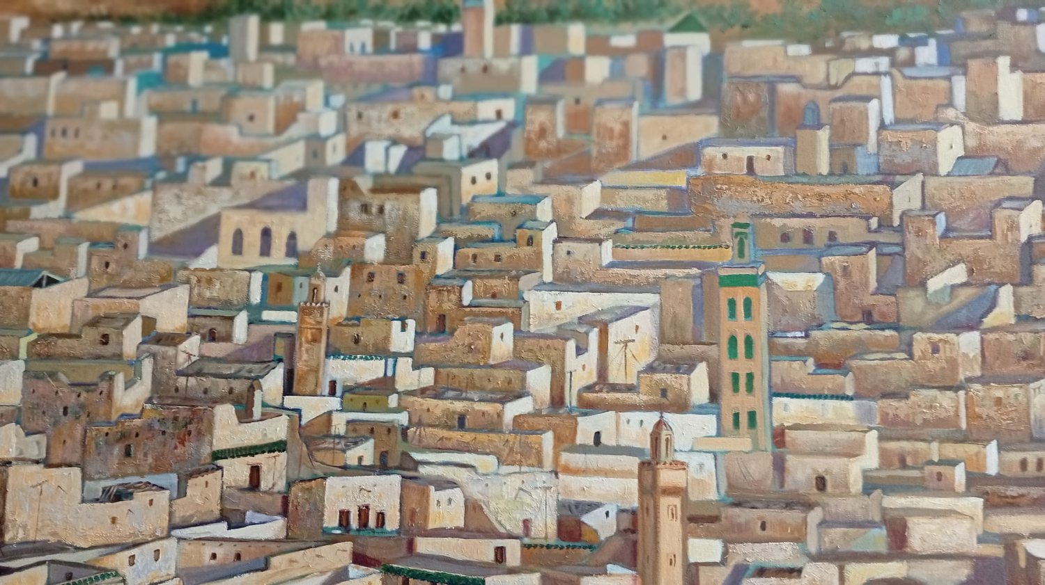 Vue de terrasse de Fès I — peinture de Karim Akh el Arab