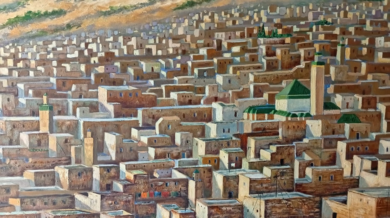 Vue de terrasse de Fès II — peinture de Karim Akh el Arab